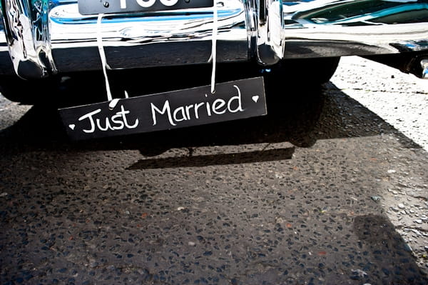 Just married sign on car