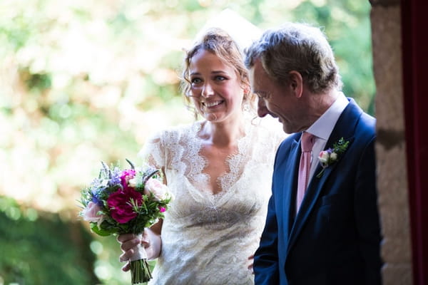 Bride and father enter church