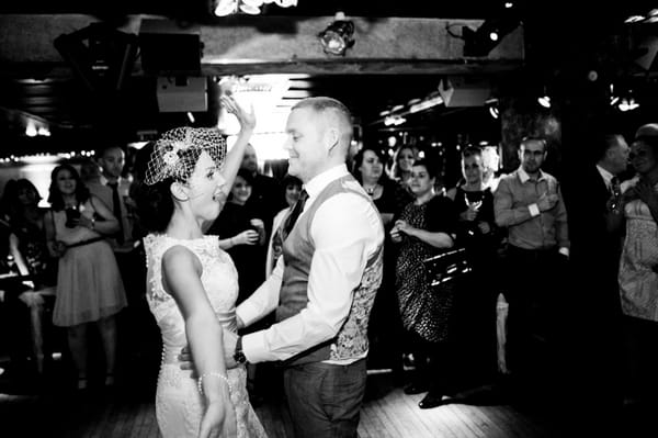 Bride and groom dancing