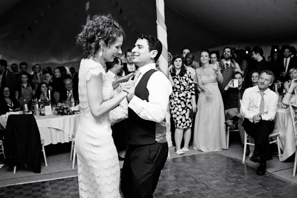 Bride and groom dancing