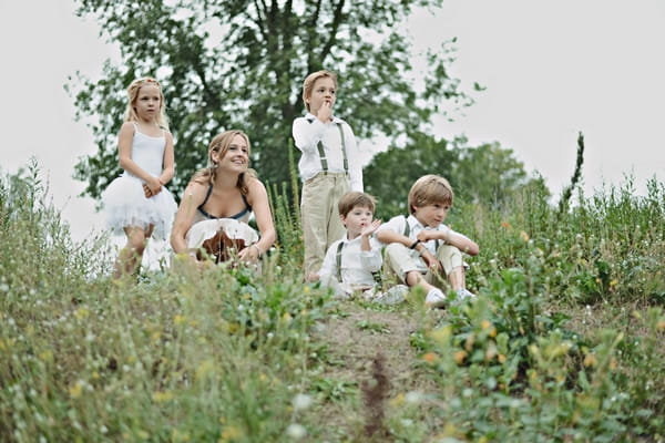 Young children on bank