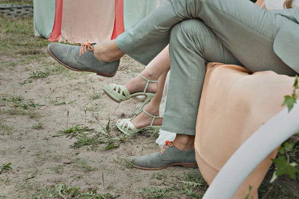 Bride and groom's legs