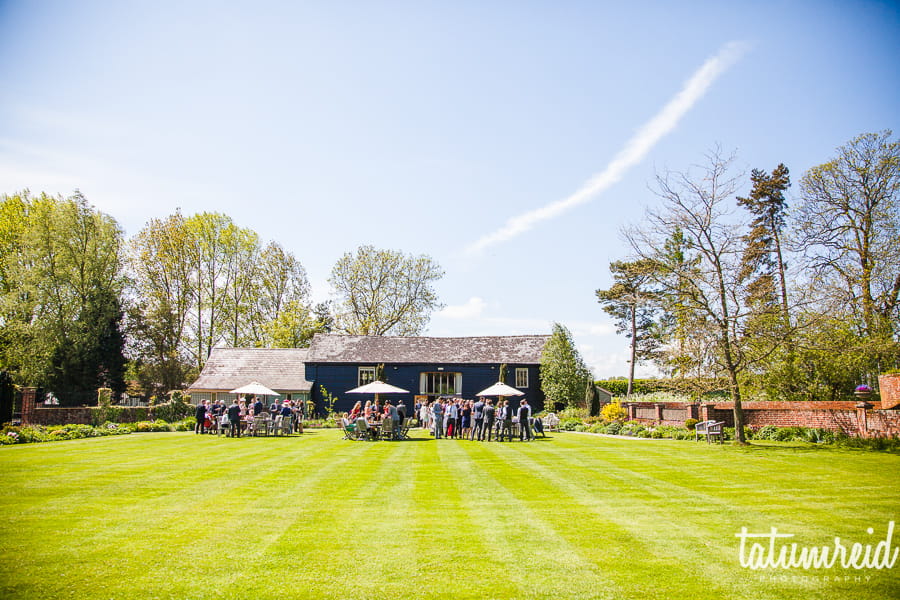 Wedding reception in garden of The Garden Barn