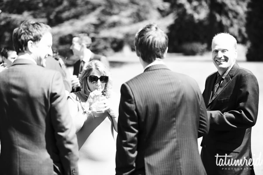 Wedding guests drinking arrival drinks