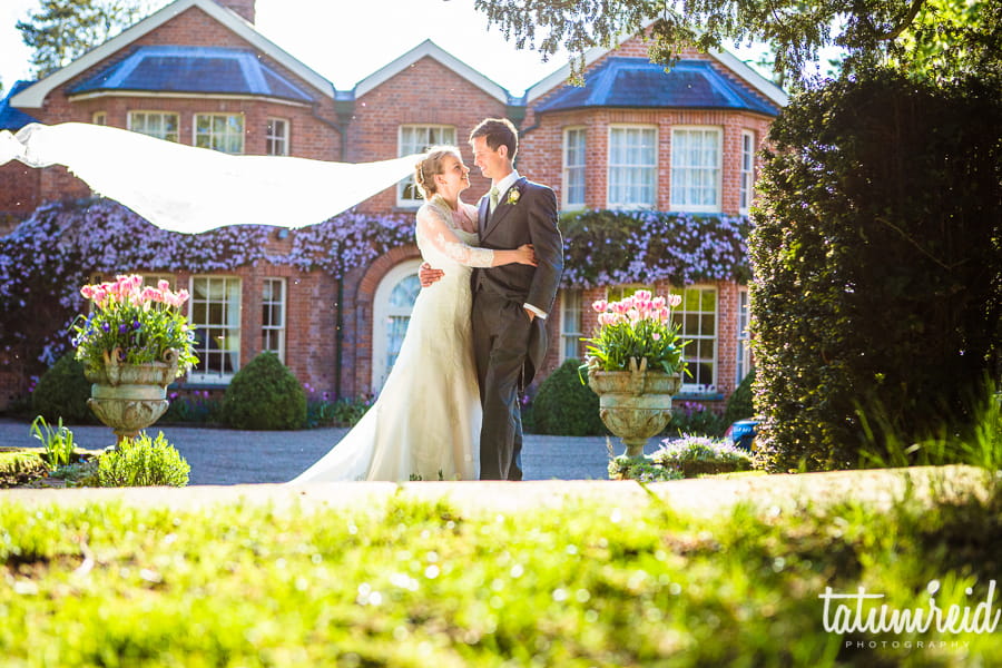 Bride and groom at The Garden Barn