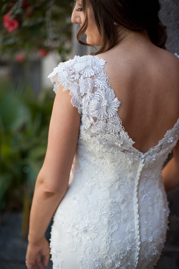 Detail on bride's dress