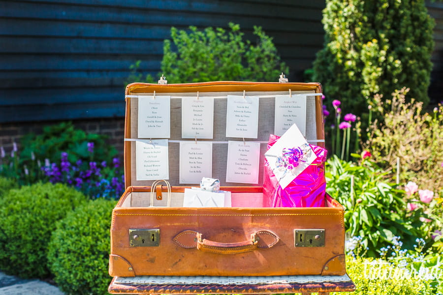 Suitcase wedding table plan