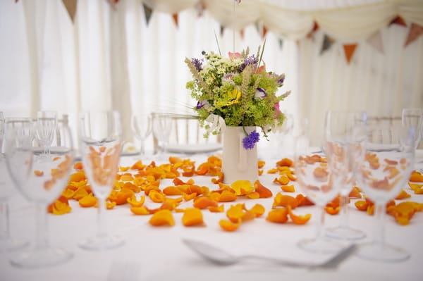 Orange Petals on Wedding Table