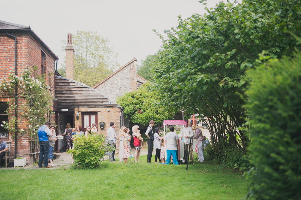 Wedding guests getting ice cream