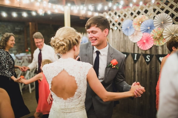 Bride and groom dancing