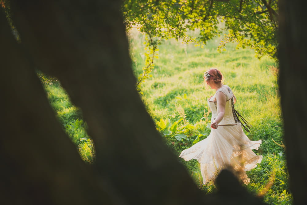 Bride under tree