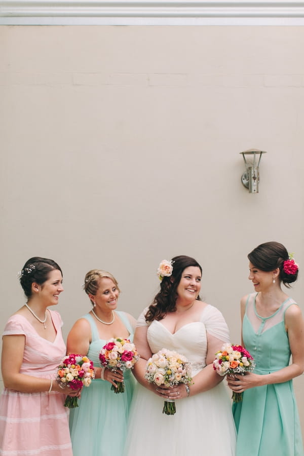 Bride with bridesmaids