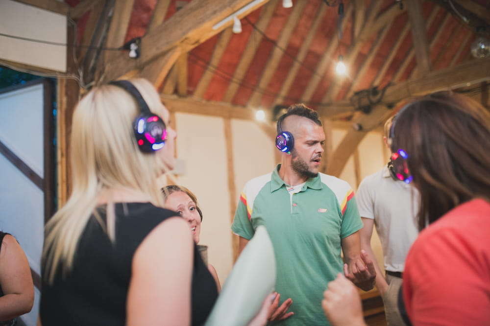 Wedding dancing with headphones