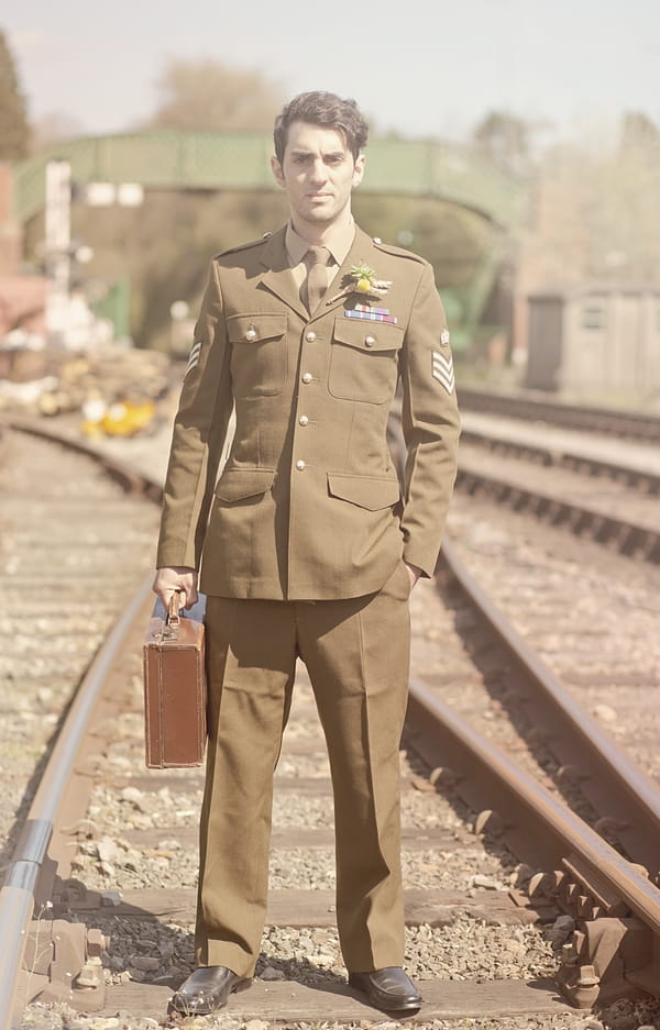 1920's groom in soldiers uniform