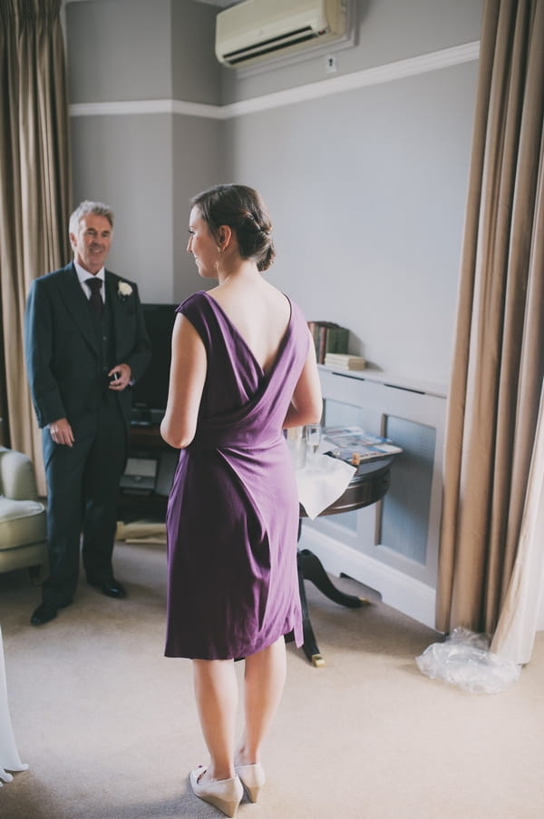 Bridesmaid in purple dress