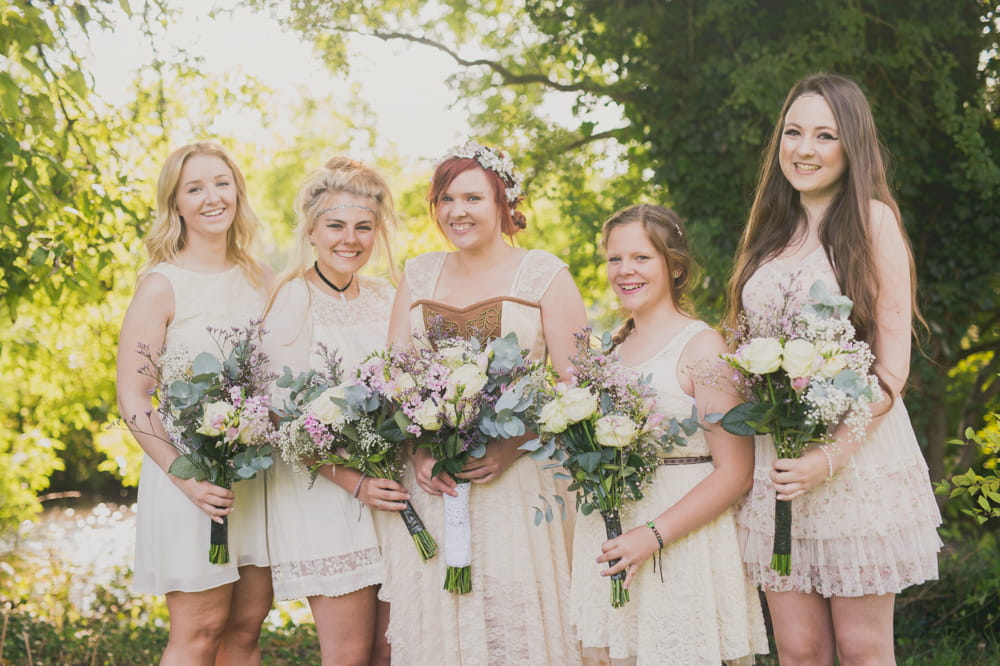 Bride with bridesmaids