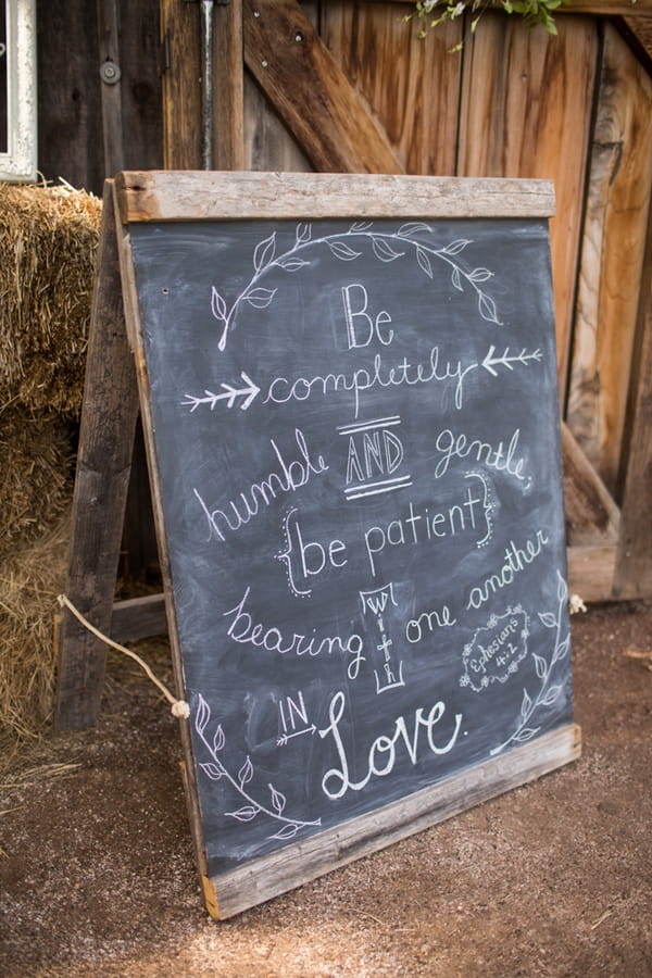 Chalkboard wedding sign