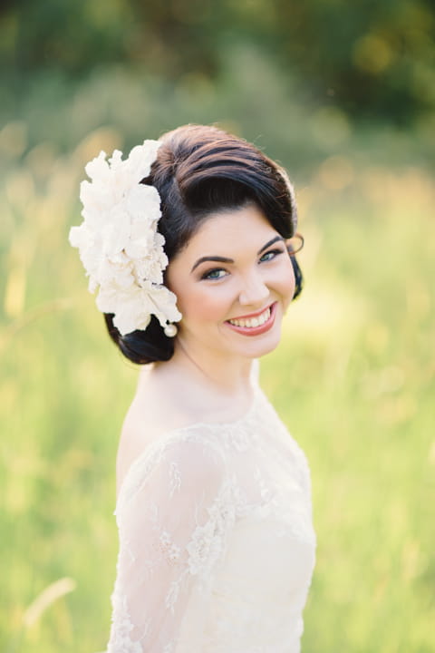 Bride with flower hairpiece