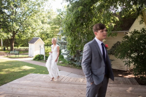 Bride approaching groom