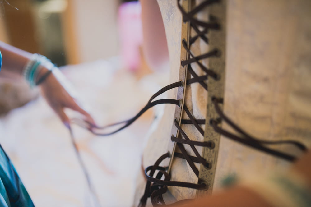 Fastening on bride's corset