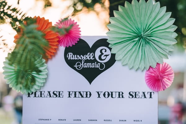 Please find your seat sign