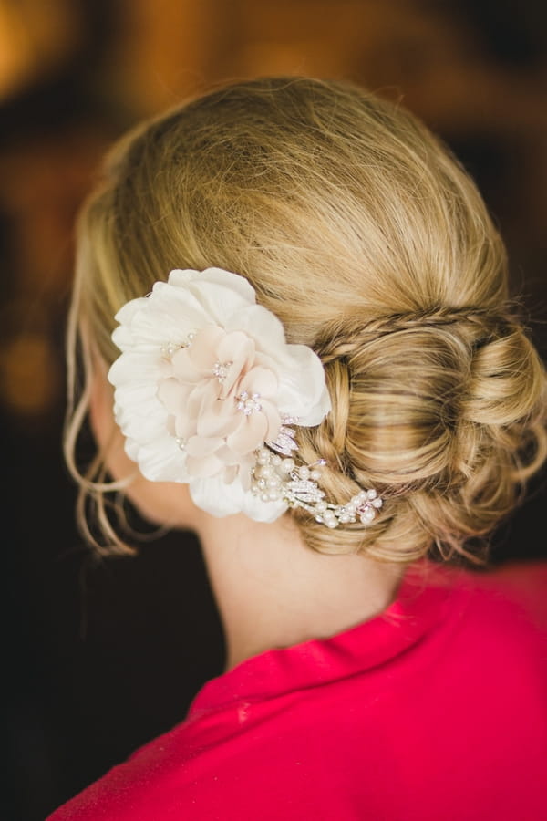 Flower in bride's hair