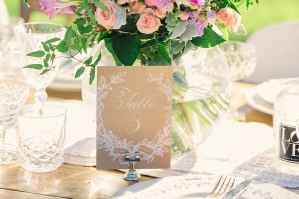 Wedding table number