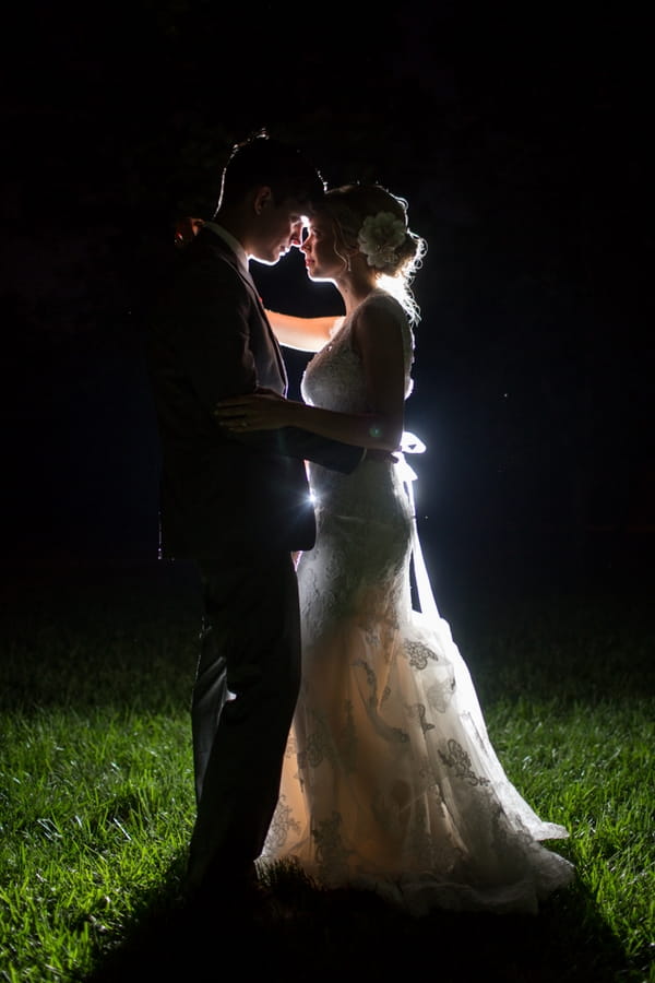 Bride and groom in dark