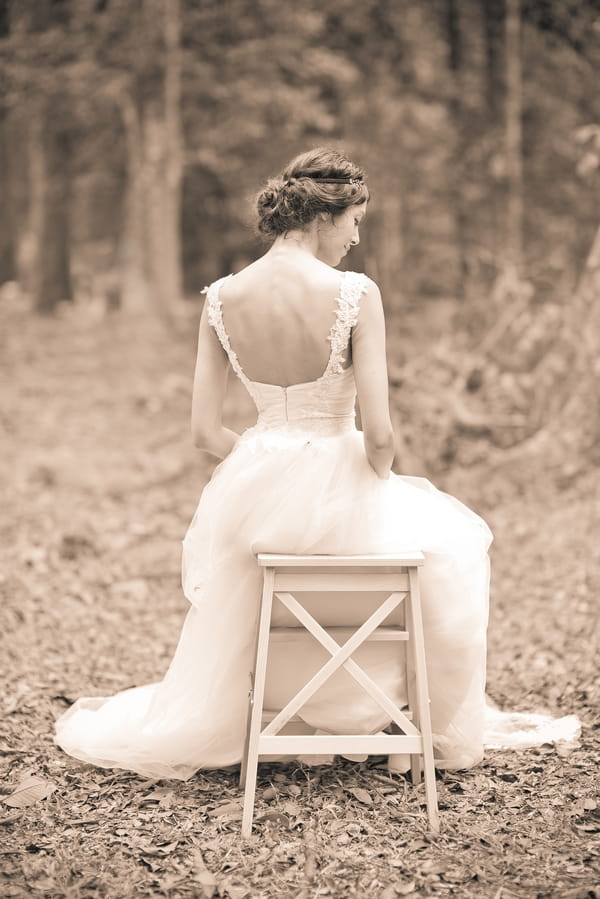 Vintage bride sitting on chair