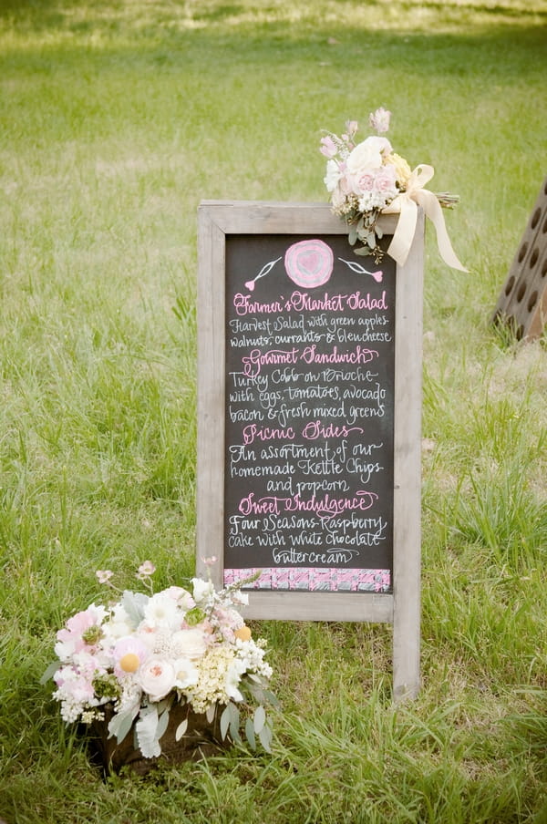 Wedding menu on chalkboard