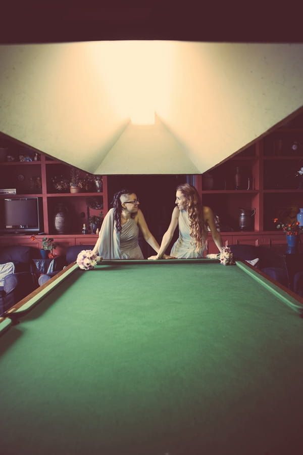Brides at end of snooker table