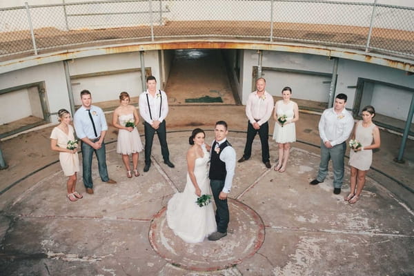 Bride and groom with wedding party