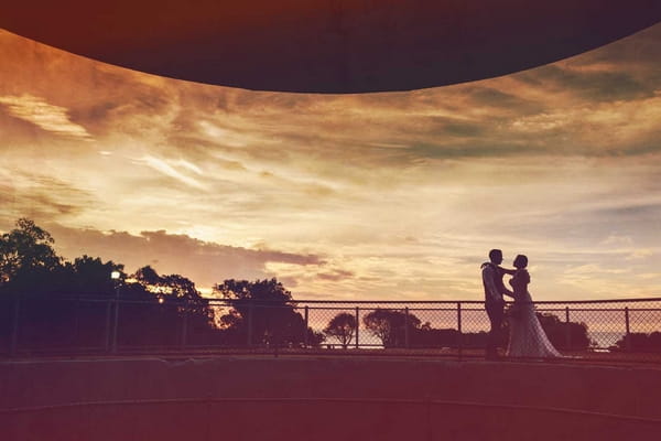 Bride and groom silhouettes