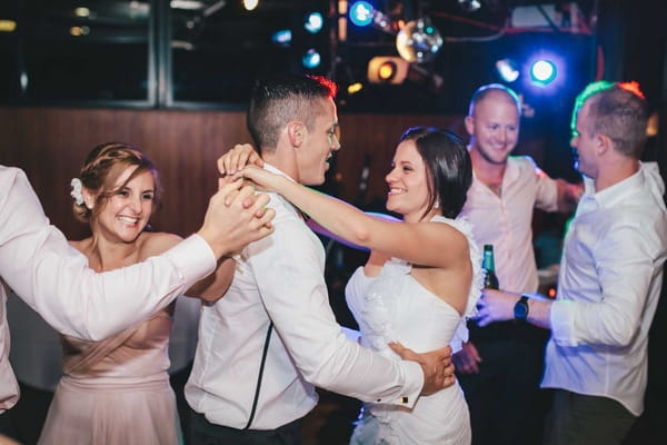 Bride and groom dancing