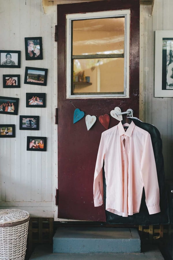 Shirt hanging on door handle