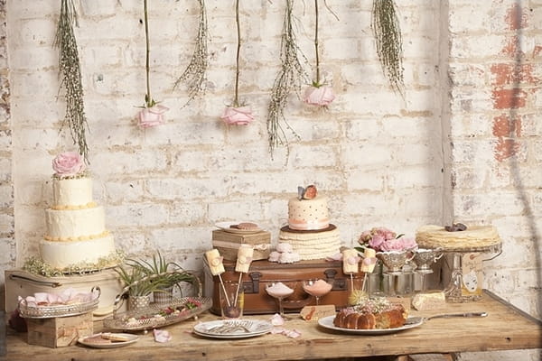 Table of wedding cakes and biscuits