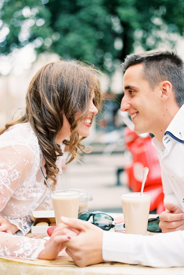 Couple leaning towards each other