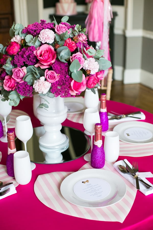 Pink wedding place setting