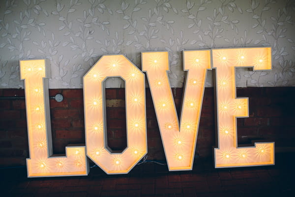 Large illuminated LOVE sign