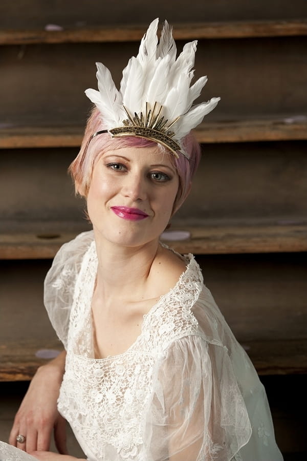 Bride with feather headpiece