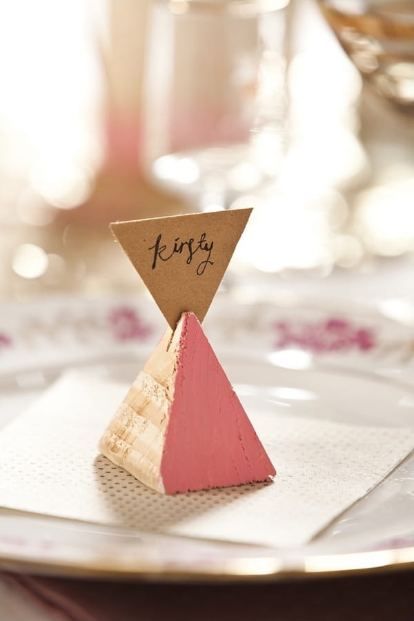 Triangle wedding place name card