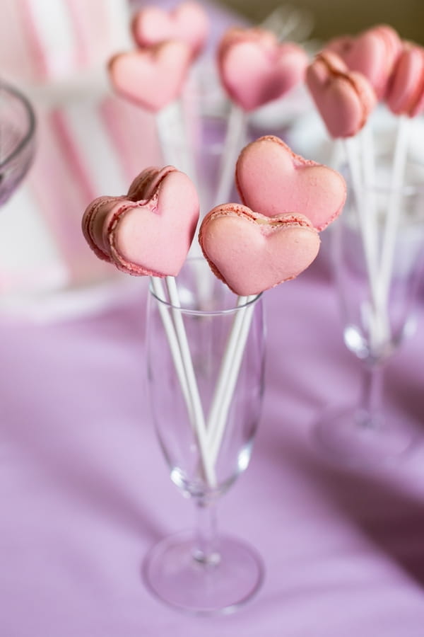 Heart macarons on sticks