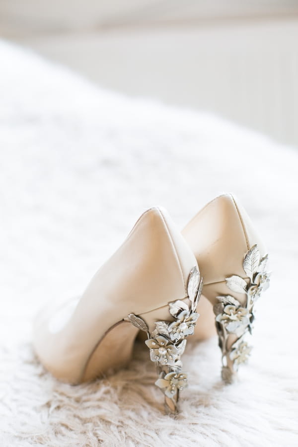 Bride's shoes with detailed heels