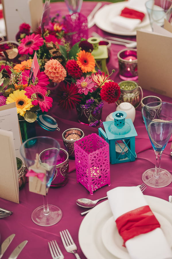 Bright wedding table accessories