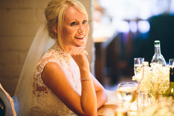 Bride listening to wedding speech