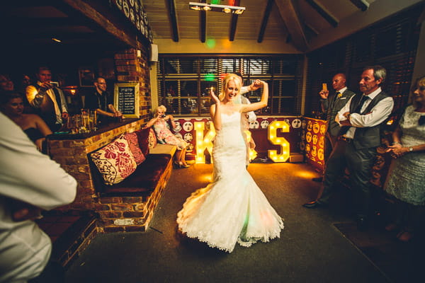 Bride and groom dancing