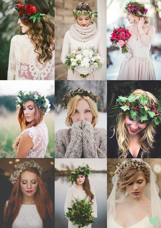 Floral Crowns for Winter Weddings Mood Board