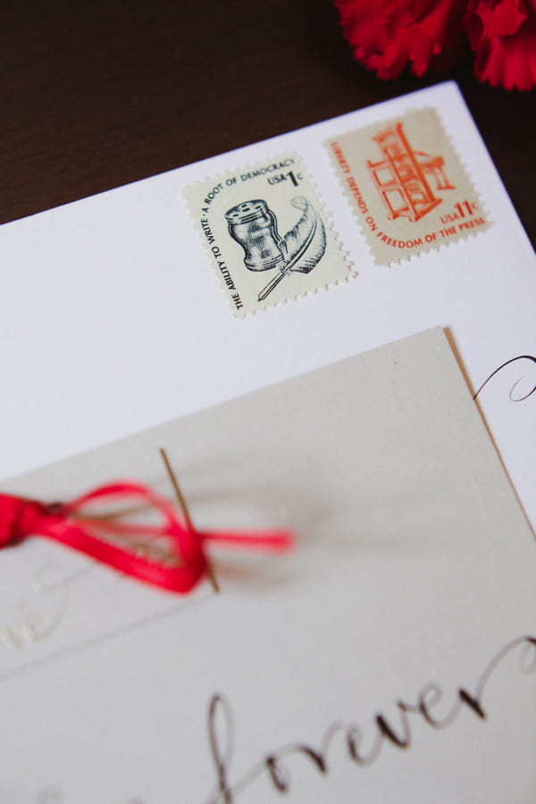 Stamps on wedding stationery