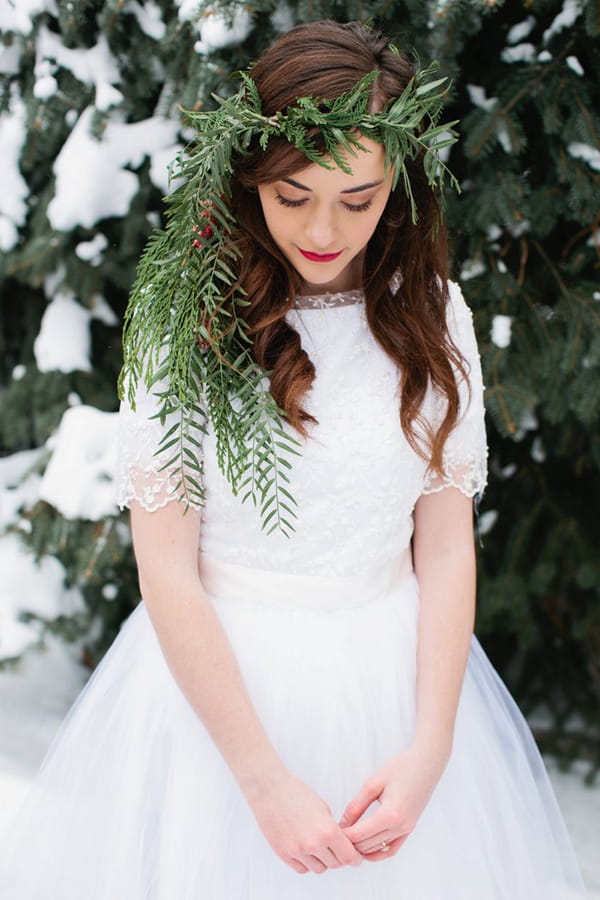 Bride with leaf headpiece