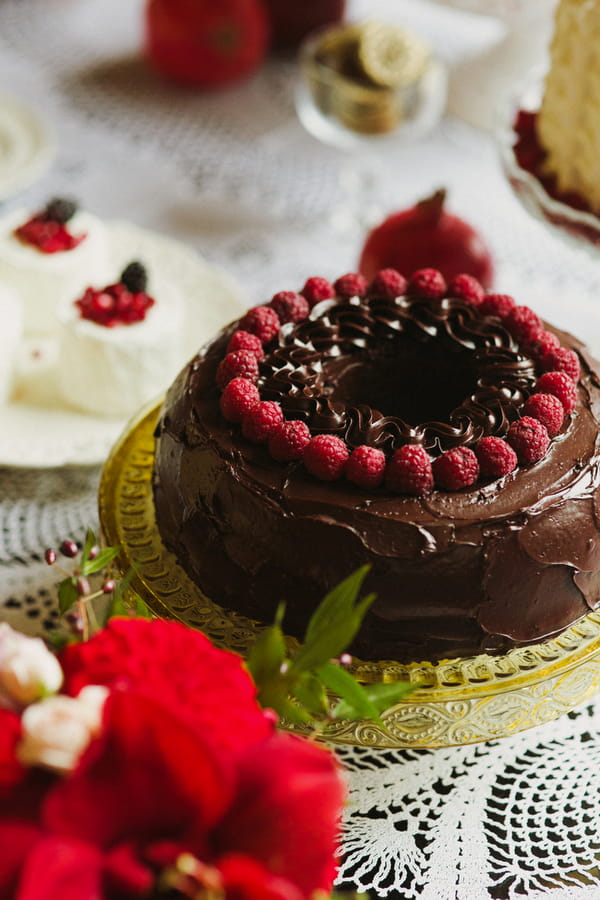 Chocolate cake with winter berries